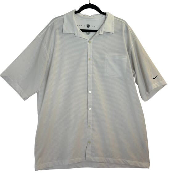 Nike Golf Sphere Dry Button Up Shirt Mens XXL White Performance Stretch RARE - Picture 1 of 8